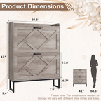 Skyhill Shoe Cabinet with 2 Flip Drawers,Farmhouse Shoe Organizer for Entryway,Gray