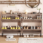 Skyhill Shoe Cabinet with 2 Flip Drawers,Farmhouse Shoe Organizer for Entryway,Oak