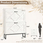 Skyhill Shoe Cabinet with 2 Flip Drawers,Farmhouse Shoe Organizer for Entryway,White