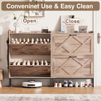 Skyhill Shoe Cabinet with 2 Flip Drawers,Farmhouse Shoe Organizer for Entryway,Oak