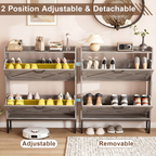 Skyhill Shoe Cabinet with 2 Flip Drawers,Farmhouse Shoe Organizer for Entryway,Gray