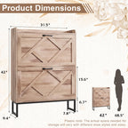 Skyhill Shoe Cabinet with 2 Flip Drawers,Farmhouse Shoe Organizer for Entryway,Oak