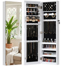 Skyhill Jewelry Cabinet,40in Jewelry Armoire Organizer,Mirror without borders,Door or Wall Mounted（White）