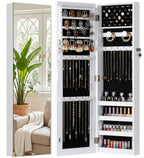 Skyhill Jewelry Cabinet,40in Jewelry Armoire Organizer,Mirror without borders,Door or Wall Mounted（White）