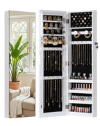 Skyhill Jewelry Cabinet,40in Jewelry Armoire Organizer,Mirror without borders,Door or Wall Mounted（White）