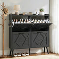 Skyhill Shoe Cabinet with 4 Flip Drawers,Farmhouse Shoe Storage Organizer for Entryway,Black