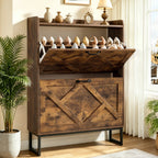 Skyhill Shoe Cabinet with 2 Flip Drawers,Farmhouse Shoe Organizer for Entryway