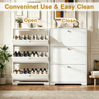 Skyhill Shoe Cabinet with 3 Flip Drawers,Modern Shoe Organizer for Entryway,White