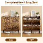 Skyhill Shoe Cabinet with 4 Flip Drawers,Farmhouse Shoe Storage Organizer for Entryway,Brown