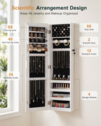 Skyhill Jewelry Cabinet,40in Jewelry Armoire Organizer,Mirror without borders,Door or Wall Mounted（White）