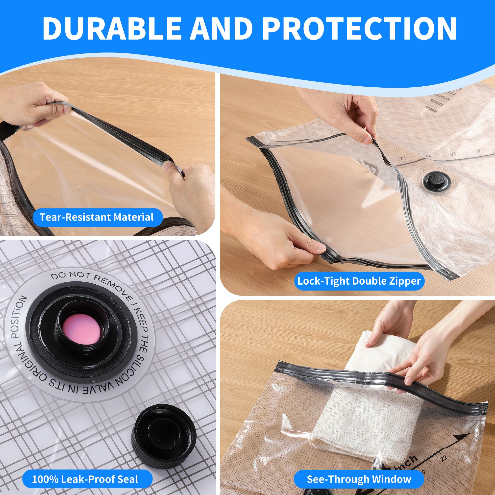 Skyhill Vacuum Storage Bags with Rechargeable air Pump, 3 Sizes Space Saver Bags for Clothes Comforters(18pcs)