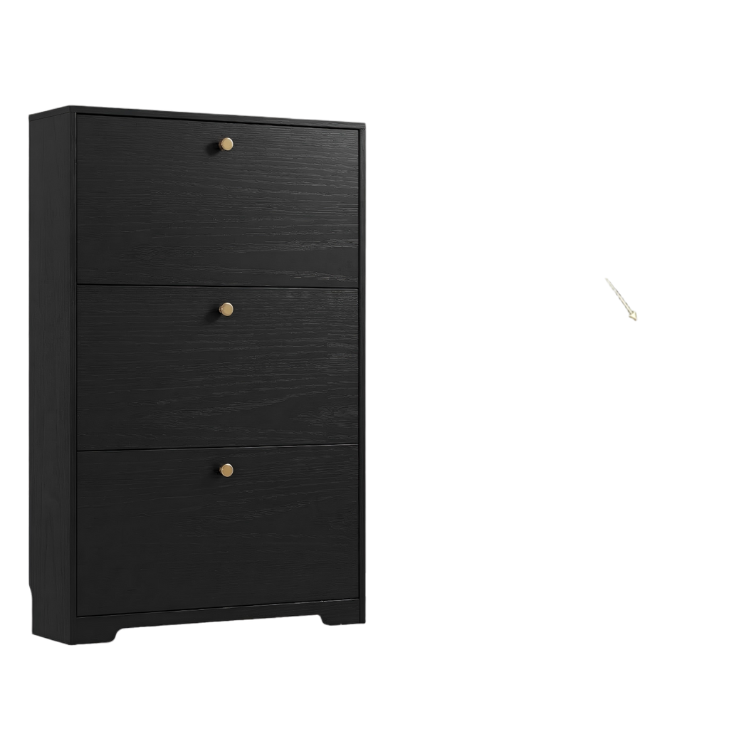 Skyhill Shoe Cabinet with 3 Flip Drawers,Modern Shoe Organizer for Entryway,Black