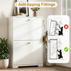 Skyhill Shoe Cabinet with 2 Flip Drawers,Modern Shoe Organizer for Entryway,White