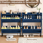Skyhill Shoe Cabinet with 2 Flip Drawers,Farmhouse Shoe Organizer for Entryway,Blue