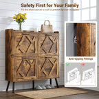 Skyhill Shoe Cabinet with 4 Flip Drawers,Farmhouse Shoe Storage Organizer for Entryway,Brown