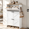 Skyhill Shoe Cabinet with 3 Flip Drawers, Farmhouse Shoe Storage Cabinet Organizer for Entryway, White